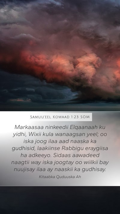 Samuu'eel Kowaad 1:23 SOM Bible Verse Image