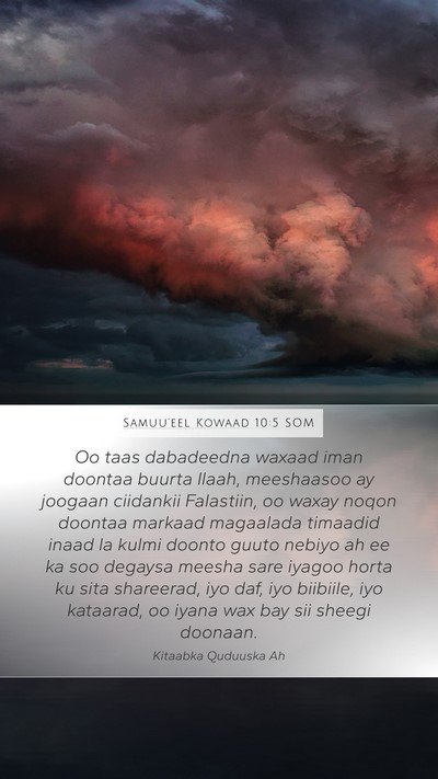 Samuu'eel Kowaad 10:5 SOM Bible Verse Image