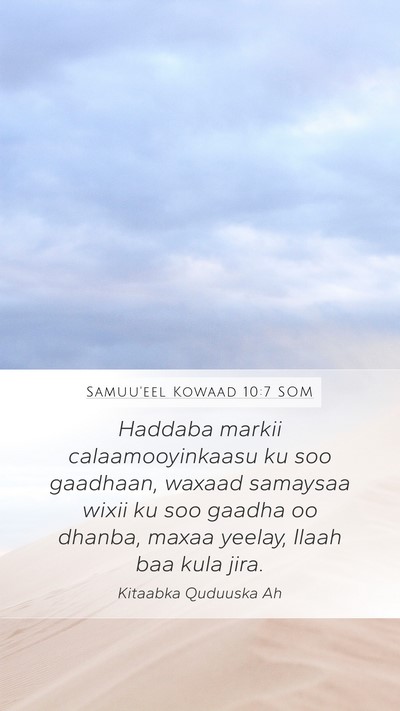 Samuu'eel Kowaad 10:7 SOM Bible Verse Image
