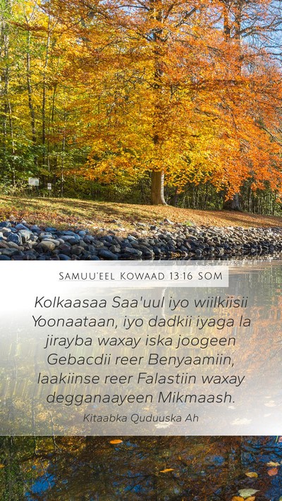 Samuu'eel Kowaad 13:16 SOM Bible Verse Image