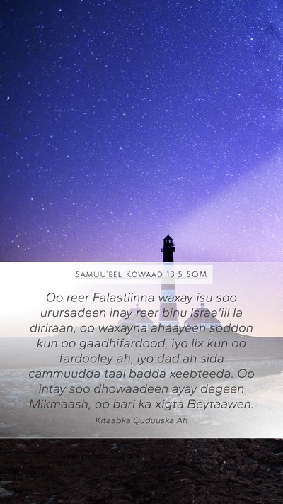 Samuu'eel Kowaad 13:5 SOM Bible Verse Image