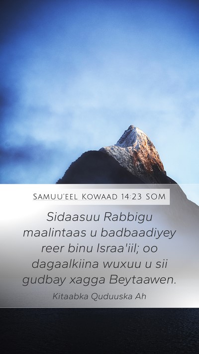 Samuu'eel Kowaad 14:23 SOM Bible Verse Image