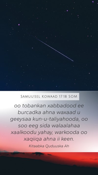 Samuu'eel Kowaad 17:18 SOM Bible Verse Image