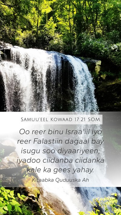 Samuu'eel Kowaad 17:21 SOM Bible Verse Image