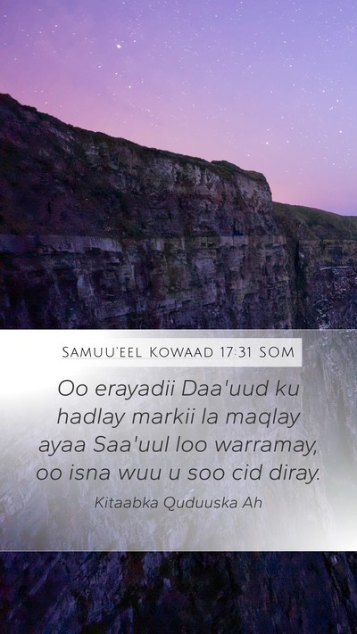 Samuu'eel Kowaad 17:31 SOM Mobile Phone Wallpaper - Oo erayadii Daa'uud ku hadlay markii la maqlay - Mobile Bible Verse Wallpaper