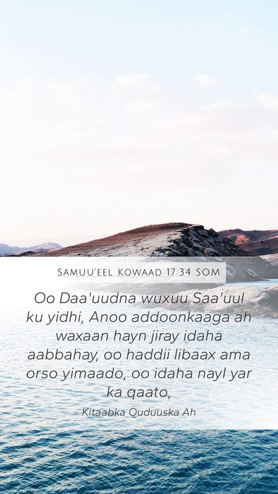 Samuu'eel Kowaad 17:34 SOM Bible Verse Image