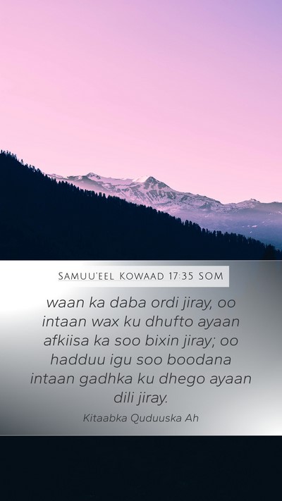 Samuu'eel Kowaad 17:35 SOM Mobile Phone Wallpaper - waan ka daba ordi jiray, oo intaan wax ku dhufto - Mobile Bible Verse Wallpaper