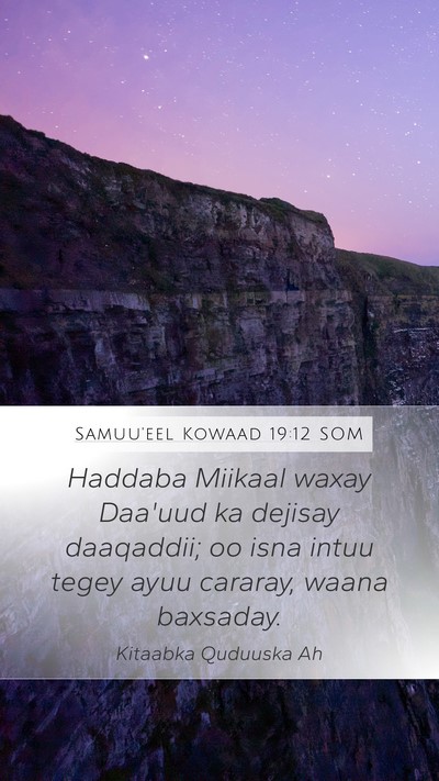 Samuu'eel Kowaad 19:12 SOM Bible Verse Image