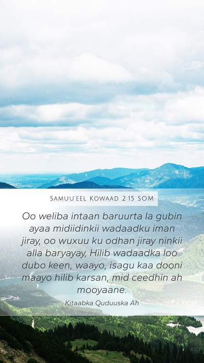 Samuu'eel Kowaad 2:15 SOM Bible Verse Image