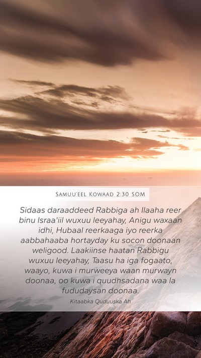 Samuu'eel Kowaad 2:30 SOM Bible Verse Image