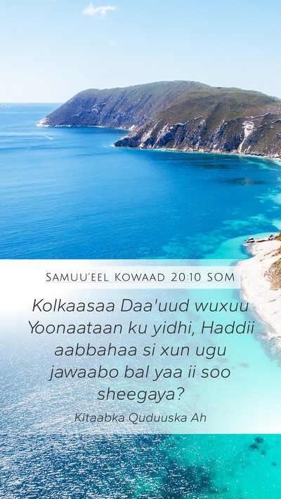 Samuu'eel Kowaad 20:10 SOM Bible Verse Image
