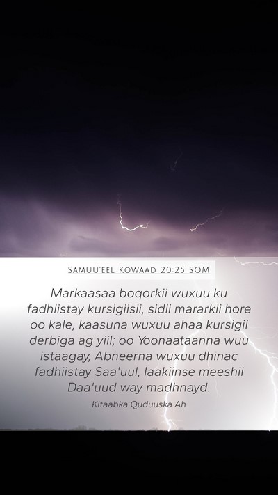 Samuu'eel Kowaad 20:25 SOM Bible Verse Image