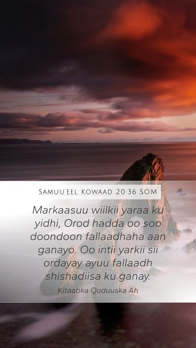 Samuu'eel Kowaad 20:36 SOM Mobile Phone Wallpaper - Markaasuu wiilkii yaraa ku yidhi, Orod hadda oo - Mobile Bible Verse Wallpaper