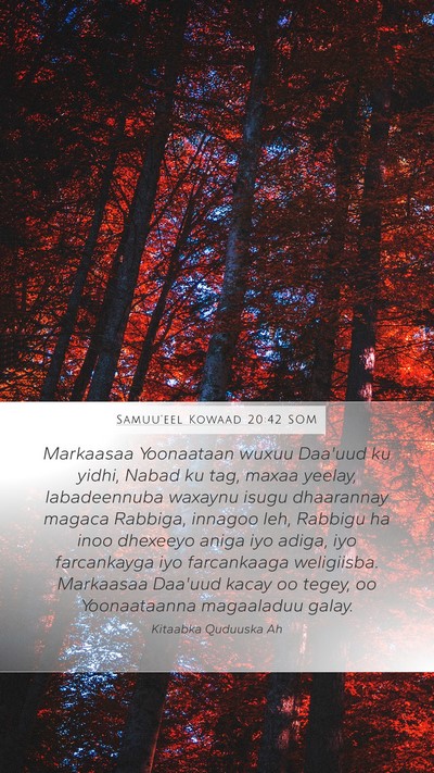 Samuu'eel Kowaad 20:42 SOM Bible Verse Image
