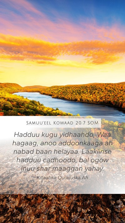Samuu'eel Kowaad 20:7 SOM Bible Verse Image