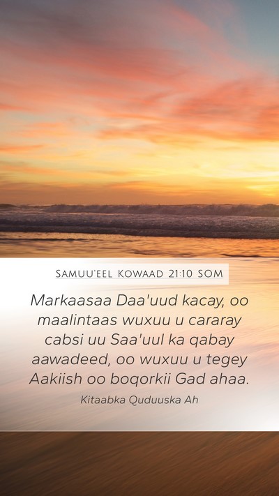 Samuu'eel Kowaad 21:10 SOM Bible Verse Image