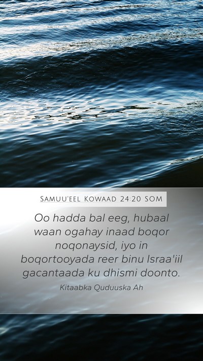 Samuu'eel Kowaad 24:20 SOM Bible Verse Image