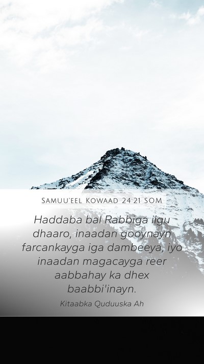 Samuu'eel Kowaad 24:21 SOM Bible Verse Image