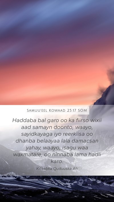 Samuu'eel Kowaad 25:17 SOM Bible Verse Image