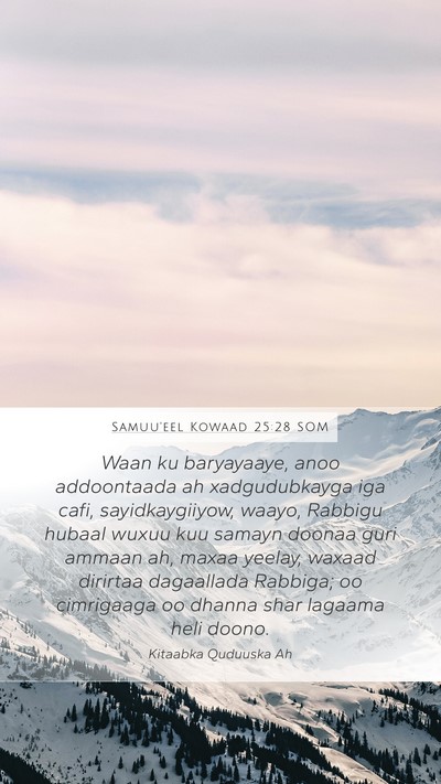 Samuu'eel Kowaad 25:28 SOM Bible Verse Image