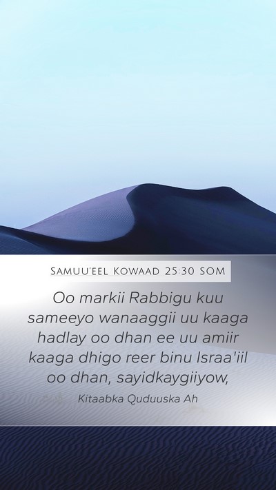 Samuu'eel Kowaad 25:30 SOM Bible Verse Image