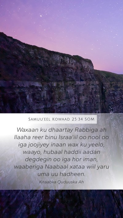 Samuu'eel Kowaad 25:34 SOM Bible Verse Image