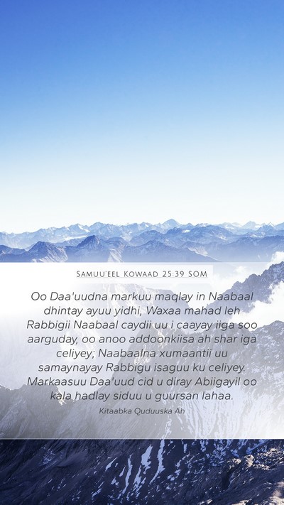 Samuu'eel Kowaad 25:39 SOM Bible Verse Image