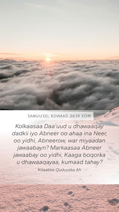 Samuu'eel Kowaad 26:14 SOM Bible Verse Image