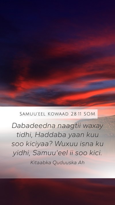 Samuu'eel Kowaad 28:11 SOM Bible Verse Image