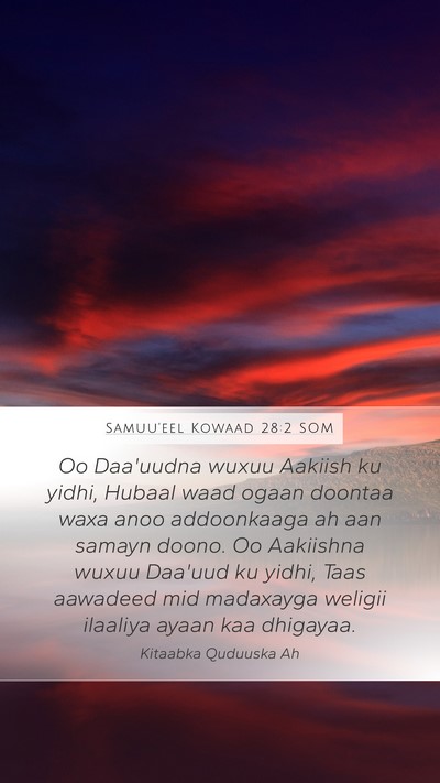 Samuu'eel Kowaad 28:2 SOM Bible Verse Image
