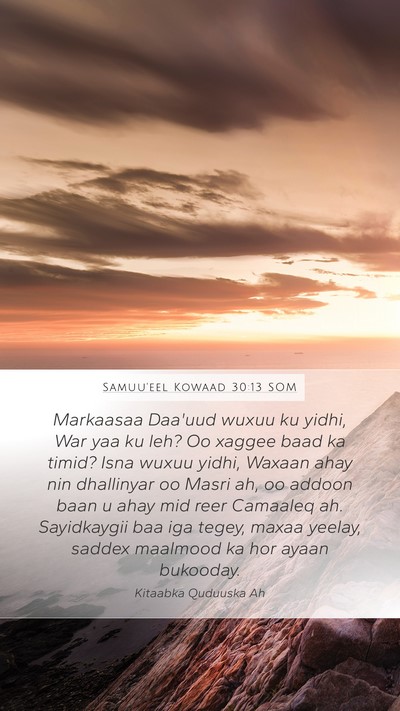 Samuu'eel Kowaad 30:13 SOM Bible Verse Image