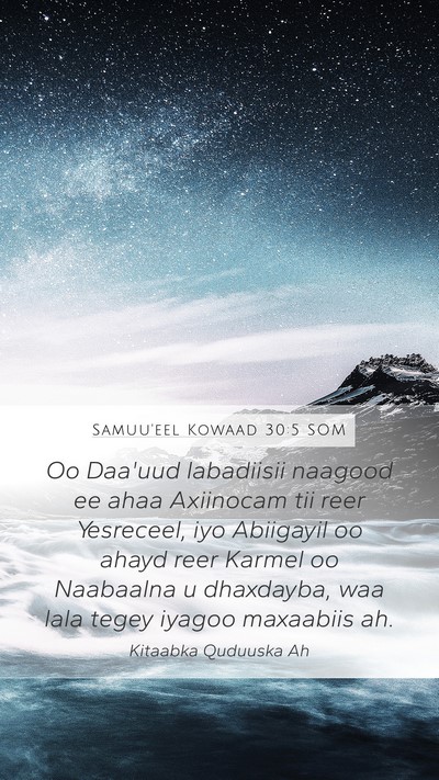 Samuu'eel Kowaad 30:5 SOM Bible Verse Image