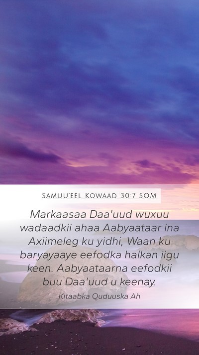 Samuu'eel Kowaad 30:7 SOM Bible Verse Image