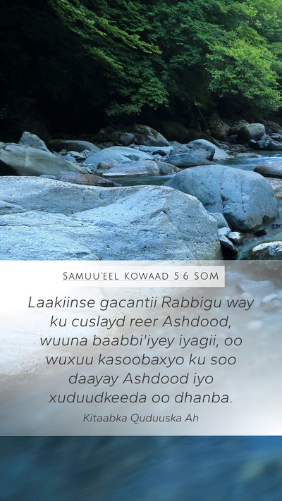 Samuu'eel Kowaad 5:6 SOM Bible Verse Image