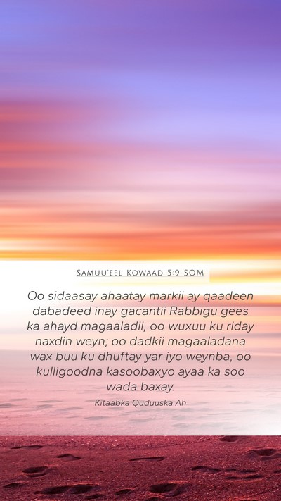 Samuu'eel Kowaad 5:9 SOM Bible Verse Image