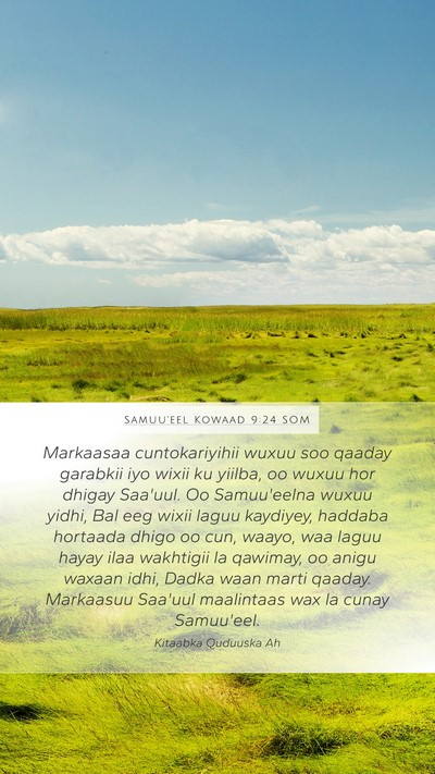 Samuu'eel Kowaad 9:24 SOM Mobile Phone Wallpaper - Markaasaa cuntokariyihii wuxuu soo qaaday - Mobile Bible Verse Wallpaper