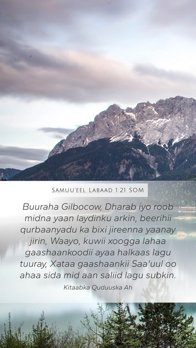 Samuu'eel Labaad 1:21 SOM Bible Verse Image