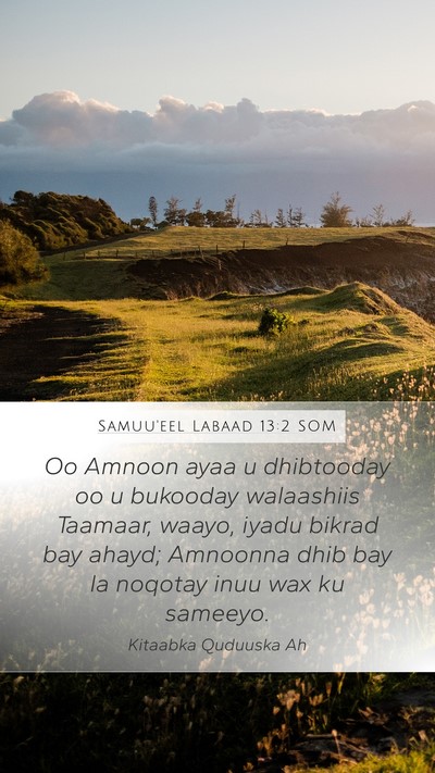 Samuu'eel Labaad 13:2 SOM Mobile Phone Wallpaper - Oo Amnoon ayaa u dhibtooday oo u bukooday - Mobile Bible Verse Wallpaper
