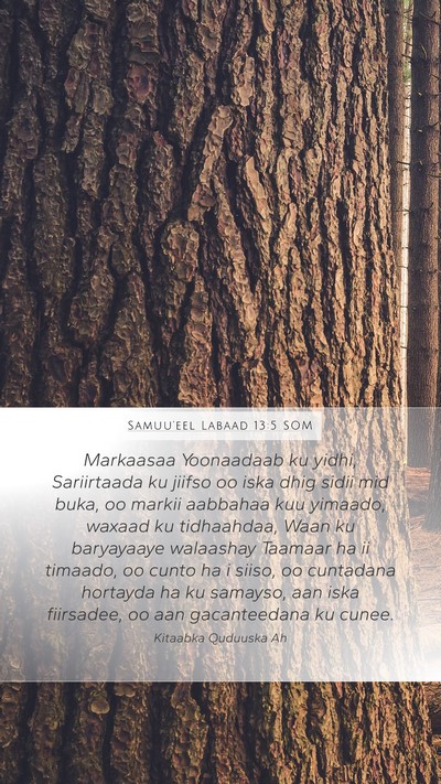 Samuu'eel Labaad 13:5 SOM Mobile Phone Wallpaper - Markaasaa Yoonaadaab ku yidhi, Sariirtaada ku - Mobile Bible Verse Wallpaper