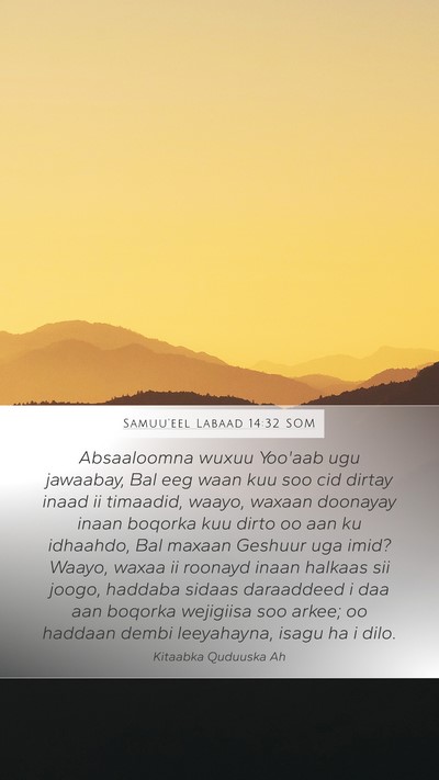 Samuu'eel Labaad 14:32 SOM Bible Verse Image