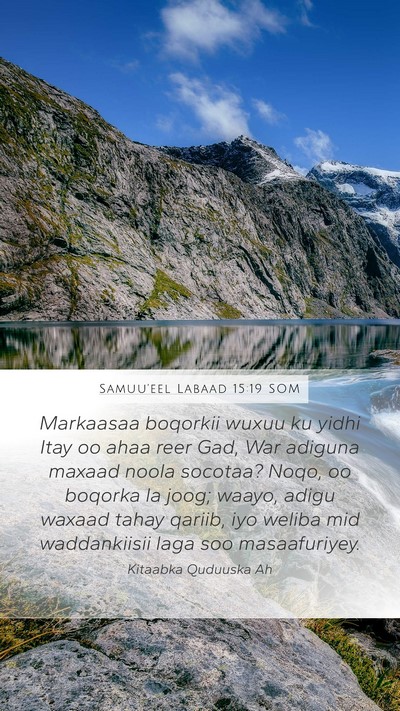 Samuu'eel Labaad 15:19 SOM Bible Verse Image