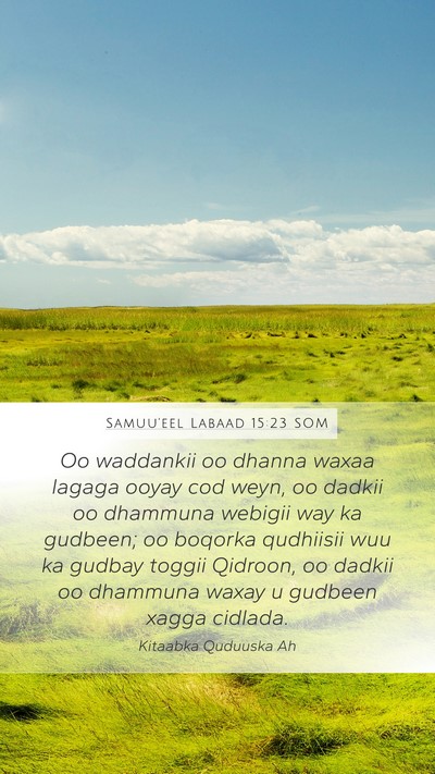 Samuu'eel Labaad 15:23 SOM Bible Verse Image