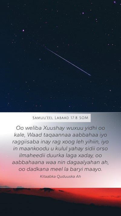 Samuu'eel Labaad 17:8 SOM Bible Verse Image