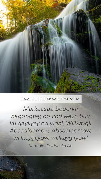 Samuu'eel Labaad 19:4 SOM Bible Verse Image