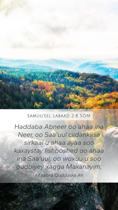 Samuu'eel Labaad 2:8 SOM Bible Verse Image