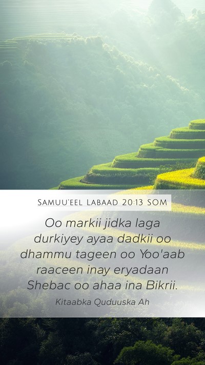 Samuu'eel Labaad 20:13 SOM Mobile Phone Wallpaper - Oo markii jidka laga durkiyey ayaa dadkii oo - Mobile Bible Verse Wallpaper