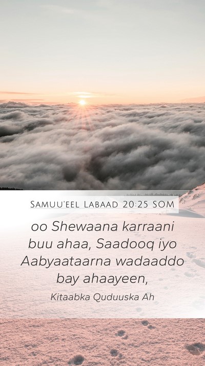 Samuu'eel Labaad 20:25 SOM Bible Verse Image