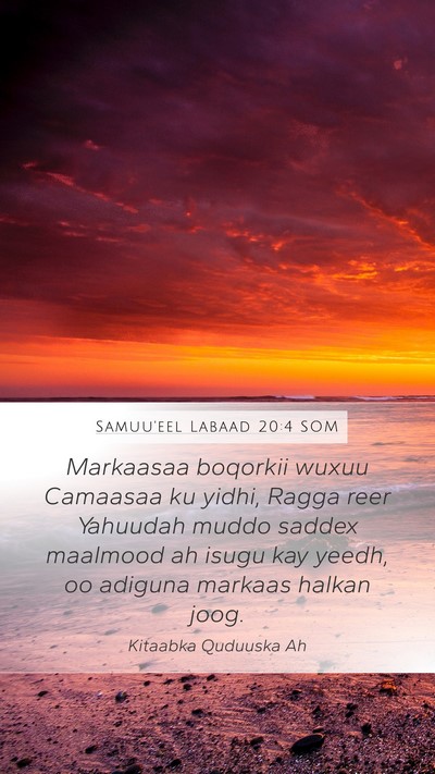 Samuu'eel Labaad 20:4 SOM Bible Verse Image