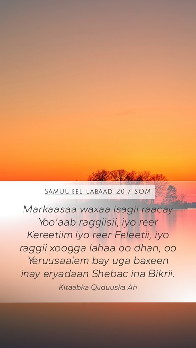 Samuu'eel Labaad 20:7 SOM Bible Verse Image