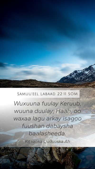 Samuu'eel Labaad 22:11 SOM Bible Verse Image